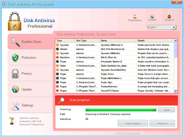 Disk Antivirus Professionalの画面